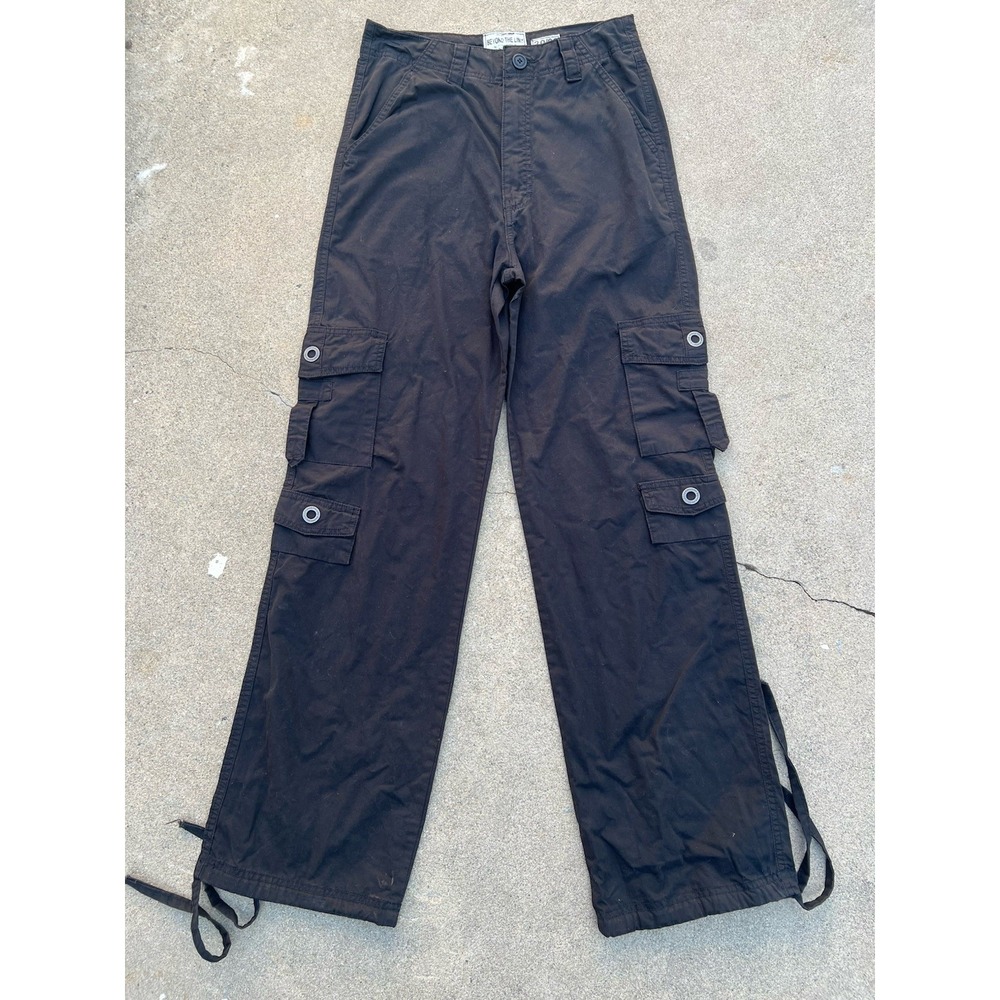 Beyond The Limit Pants Women Size 30/32 Cargo Black Utility Gorpcore Rave Y2K